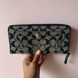 Authentic Black Coach Wallet is Signature Canvas